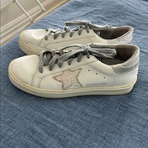 Golden Goose White and Silver Star Sneakers